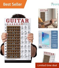 Guitar Fretboard & Chord Chart Poster Laminated Music Practice Room Decor