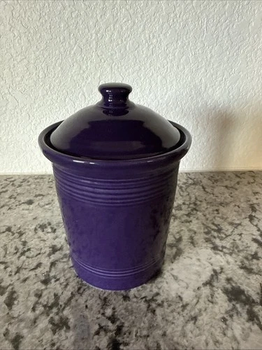 Fiestaware Fiesta Ware Small 1 Qt Canister Crock w/ Lid Purple Mulberry 7” Tall