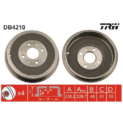 2X Bremstrommel Hinten FüR Fiat Marea 185 1.6 1.7 1.9 96 Bis 03 TRW Neu Teil-image