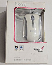 iHome 2008 Slimline Optical Mouse White for PC MAC Rubberized Side Grips