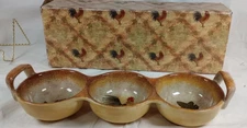 Artimino 3 part relish tray stoneware with Rooster