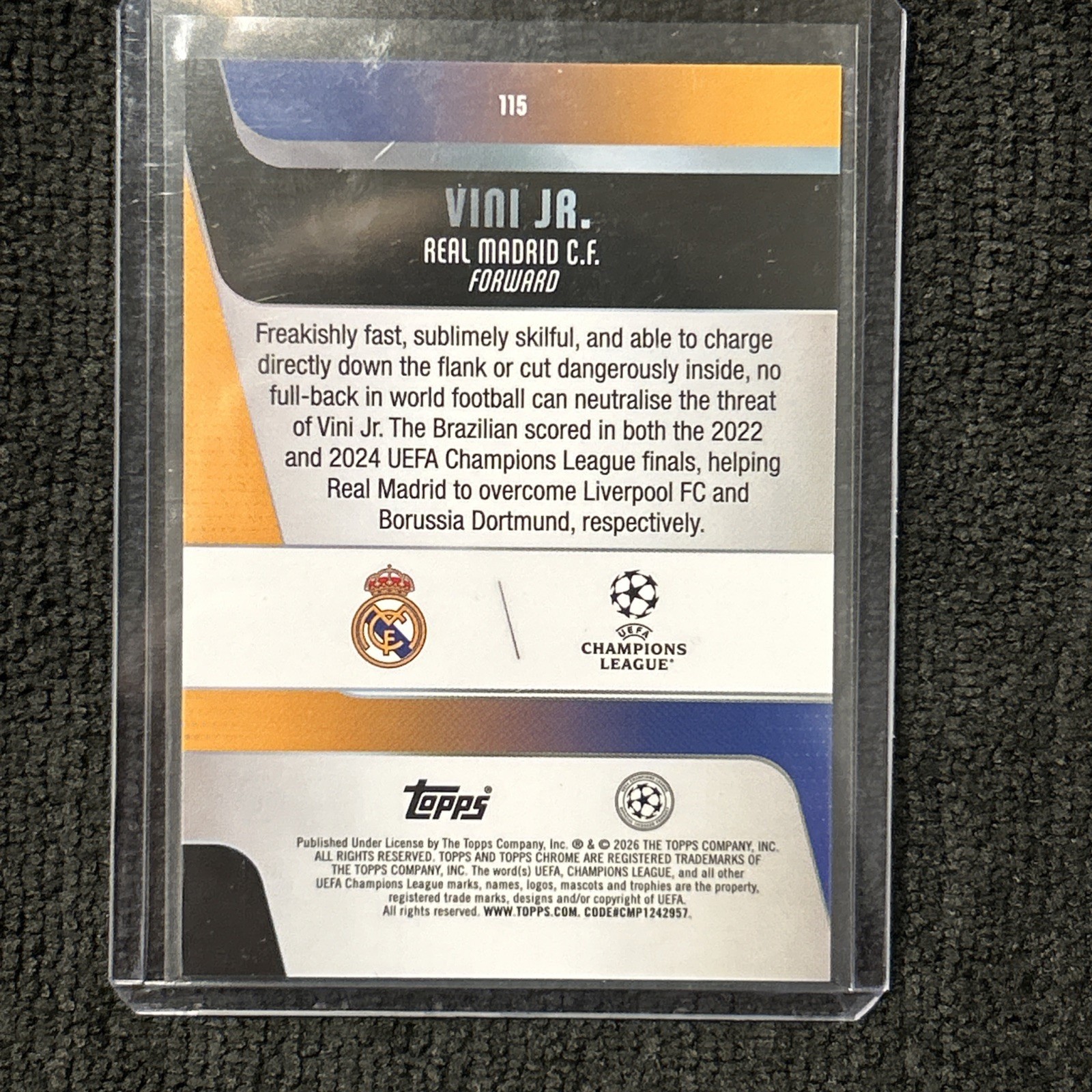 2025-26 Topps Chrome UCC Vinicius Jr /11 FDI First Day Issue #170 Rare RM view 2