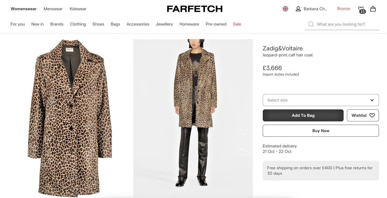 NWT Zadig & Voltaire Leopard Print Calf Hair Coat, Sz 36 FR image 4
