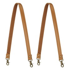 2Pcs 23.6" Leather Purse Strap with Bronze Lobster Buckles, Light Brown