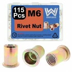 115Pcs M6 Rivet Nut, Zinc Plated M6 Rivnut, M6x1.0 Nut Flat Head Rivet Nut, M...