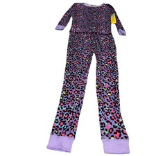 Extremely Me Purple Multi Leopard 2-Piece LS Shirt / Pants Sleep PJ SZ 14 Girls