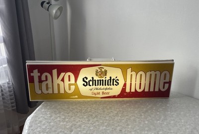VINTAGE SCHMIDT S BEER LIGHT UP SIGN 36  X 10  X 5  WALL HANGER SCHMIDTS