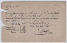 Baden 1851 Postschein mit blauem L1 ENGEN. 220