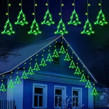 Christmas Window Lights Decoration 12ft Christmas Tree Hanging Lights Battery...