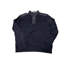 Hugo Boss Mens Black Quarter Zip Pullover Cotton Sweater Contrast Shoulder Small