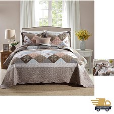 3-Piece Super King Quilt Sets with Sham Oversized Bedding Bedspread Reversibl...