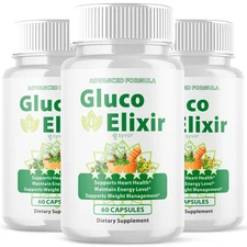 (3 Pack) Gluco Elixir Blood Advanced Support Glycogen Supplement 180 Capsules