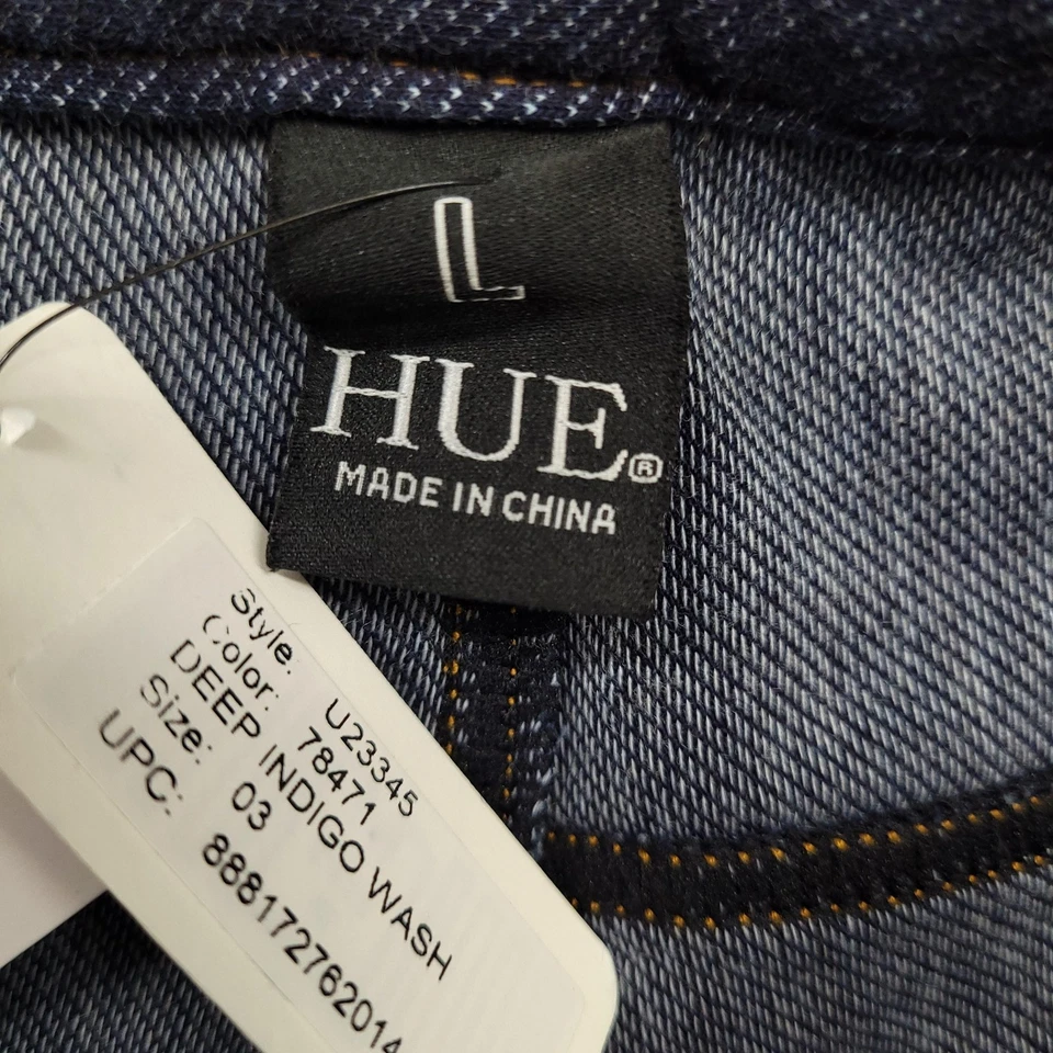 Pantalones Cortos Tono Para Mujer Grandes Lavado Índigo Profundo Denim Bermudas Puños Enrollados Elásticos Nuevos Foto 2 de 4