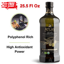 Atlas Organic Cold Pressed Moroccan Extra Virgin Olive Oil, Polyphenol Rich 25oz