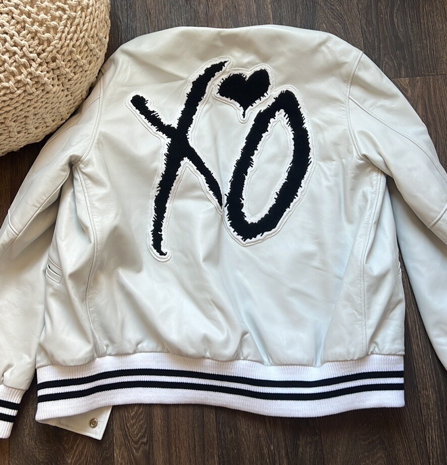 2015 The Weeknd Roots XO White Lambskin Leather Varsity Tour