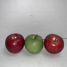 Lot of 3 Faux fake Fruit. Two Red Apples  One Green Apples. Realistic.
