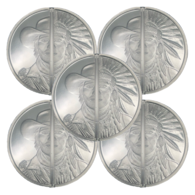 NEW!!! Lot of 5 - Elemetal 1 oz .999 Fine Silver Western Warrior