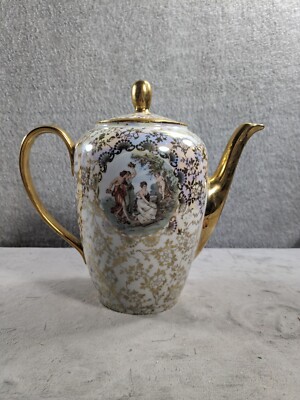 Vintage Jager Eisenberg Blau Saks Gold & White Teapot 9 