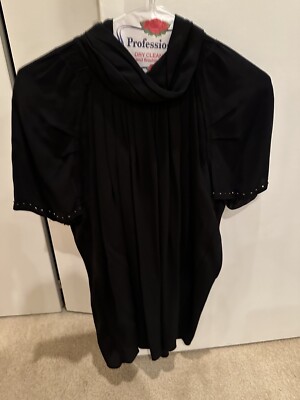 Marc Jacobs Black Silk Blouse Short Sleeves With Bronze Studs Sz