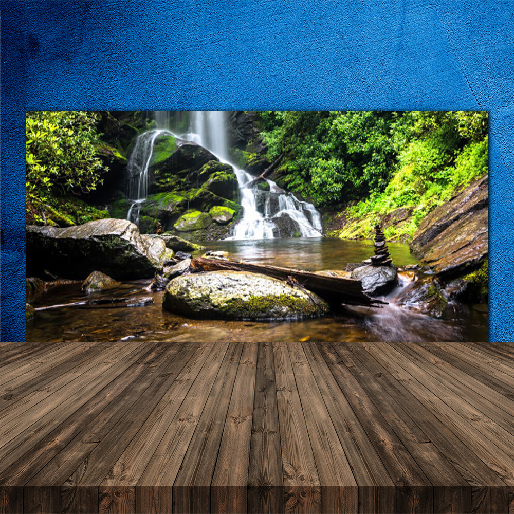 Crédence de cuisine cascade de forêt pour une ambiance zen en verre