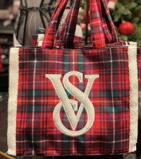 Victoria’s Secret Plaid Tartan Shearling Trim Tote Bag BNWT RRP £49