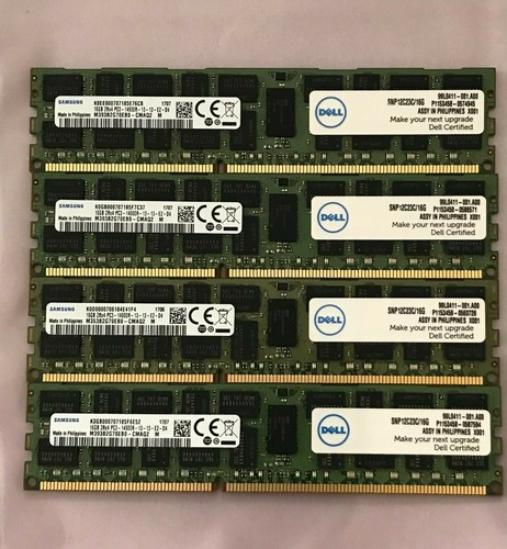 DELL 64GB MEMORY UPGARADE 2RX4 PC3-14900R (4x16GB) R420 R520 R620 R720 R820 T420 - Picture 1 of 1