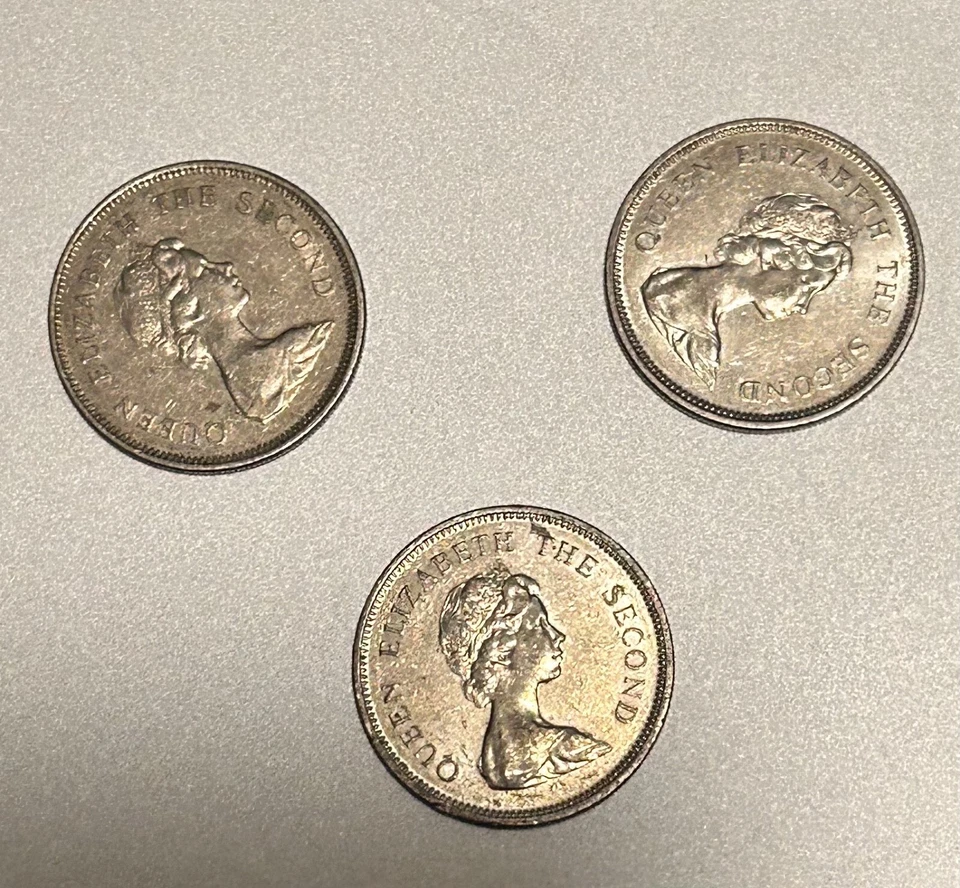 Monedas de un dólar de Hong Kong 1978, 1979, 1980 excelente estado Foto 2 de 4