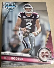 2023 Bowman Chrome University #179 Will Rogers Rookie Mississippi State Bulldogs