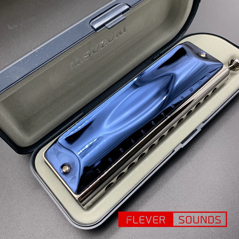 SUZUKI G-48 Chromatic Harmonica Gregoa Signature Metal Cover Dark Blue 3-Octave - Image 2 of 4
