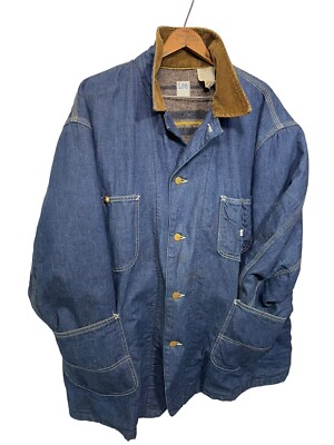 70's Vintage Lee Denim Work Coat Plus Size 2XL Alaska Lined Chore