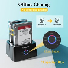 USB 3.0 to SATA Dual-Bay External Hard Drive Docking Station 2.5/3.5" SSD HDD