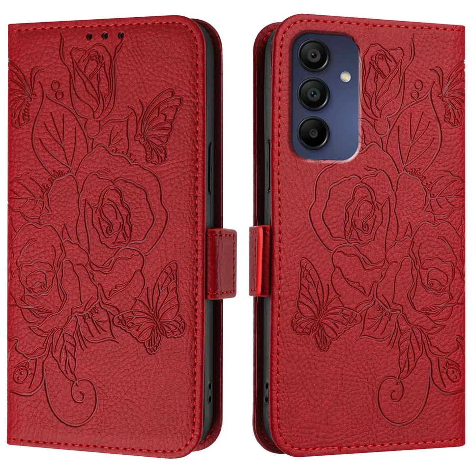 Red Rose Wallet Phone Case For Infinix Tecno Motorola Google ZTE TCL Ulefone - Image 3 of 4