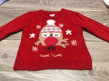 Girls Christmas Red Jumper - Age 3-6 Months