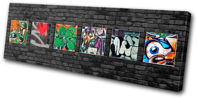 Graffiti Abstrakt Funky Brick Wall LEINWAND WANDBILD Bild Druck VA