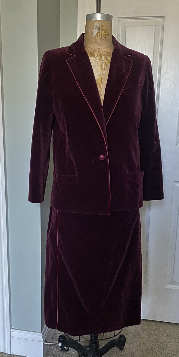 LANVIN Paris Vintage Skirt Jacket Women Suit Size 40 Velvet LANVIN Paris Vintage Skirt Jacket Women Suit Size 40 Velvet