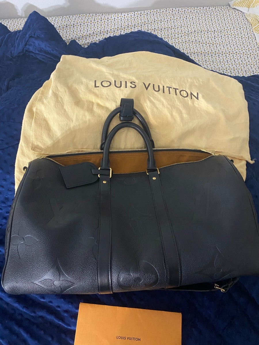 Louis Vuitton Keepall Bandoulière Duffle 45 Black Leather Monogram
