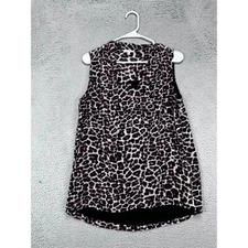 Pleione Shirt Womens Small Black Leopard Print Sleeveless Blouse Tops Ladies