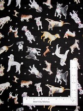 Puppy Dogs Animals Dog Toss Black Fabric Think Pawsitive Benartex By The Yard