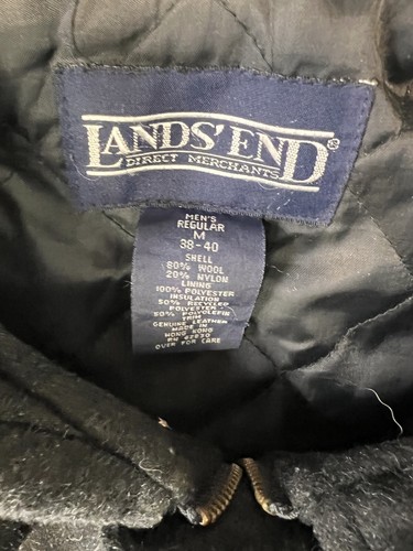 Land's End Wool Mens Long Coat Lined Gray Zipper And Button Up Pockets Med 38/40 - Picture 5 of 9
