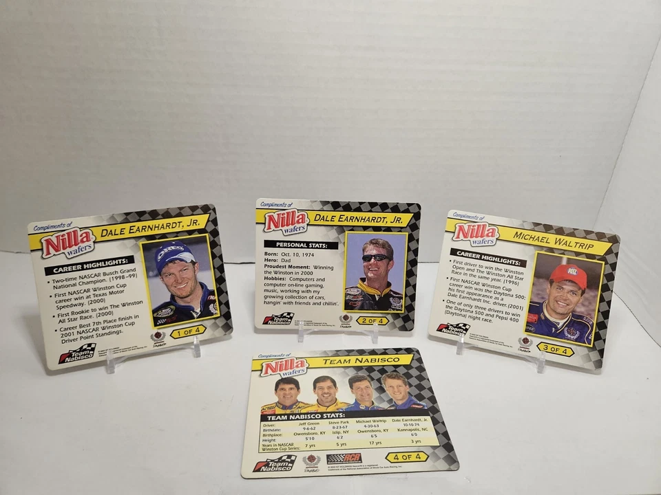 Juego completo de 4 tarjetas holográficas NASCAR 2002 Nilla Wafers Dale Earnhardt Jr  Foto 3 de 4