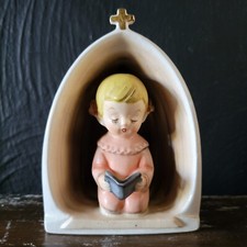 Vintage Girl Praying Figurine Table Top / Wall Decor Nursery Decor Made in Japan