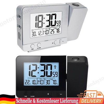 Projection Alarm Clock Digital Clock 5mins Snooze 12/24H USB Charger for Bedroom