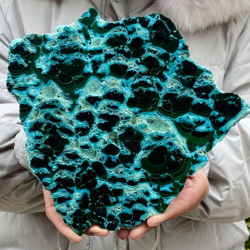 2.68LB Rare Natural silica malachite slice quartz crystal luster mineral specime - 第 8/12 張圖片