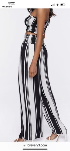 Forever 21 2pc. set size Large Black/white Pant/crop Top - Picture 2 of 8