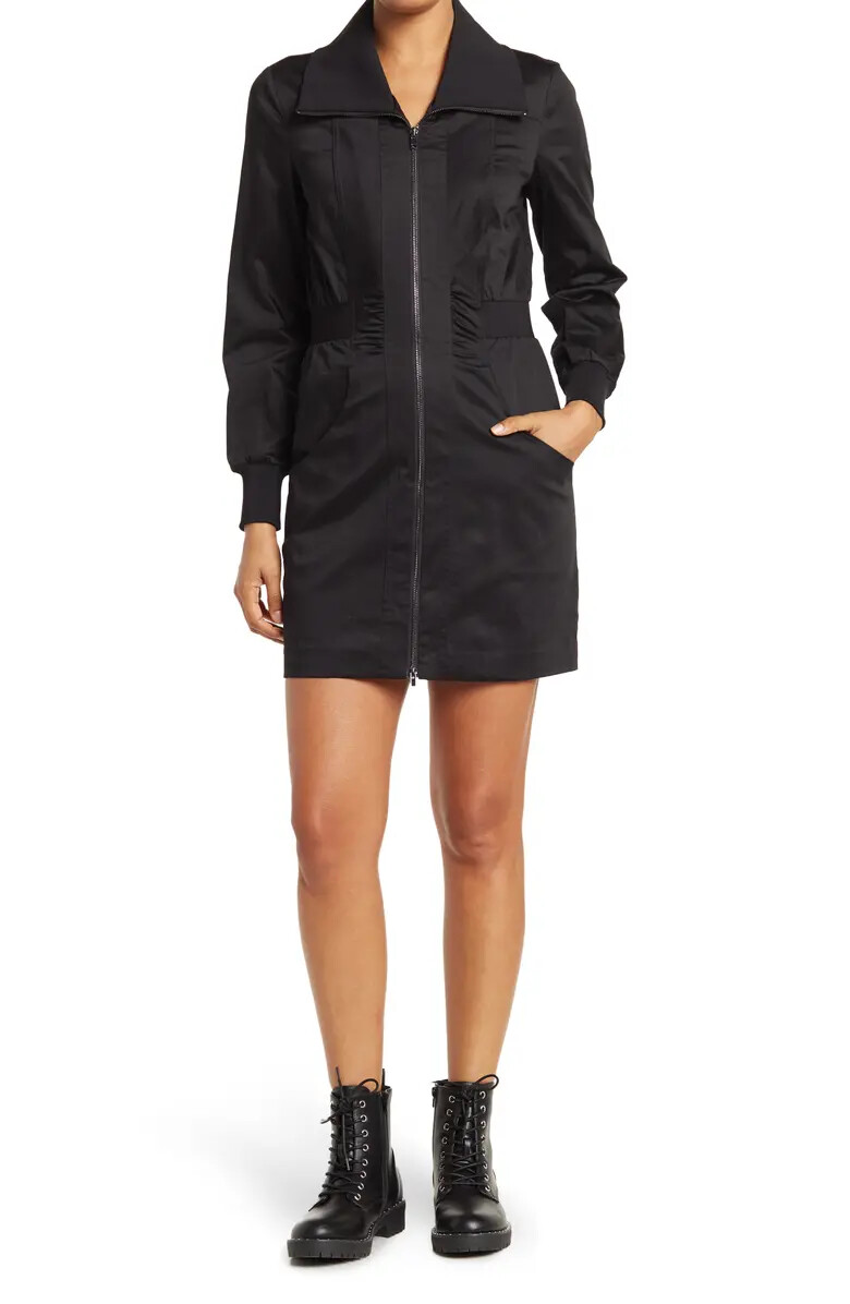 NEW Reiss Greta Full Zip Dress in Black Size 10 US #D4977