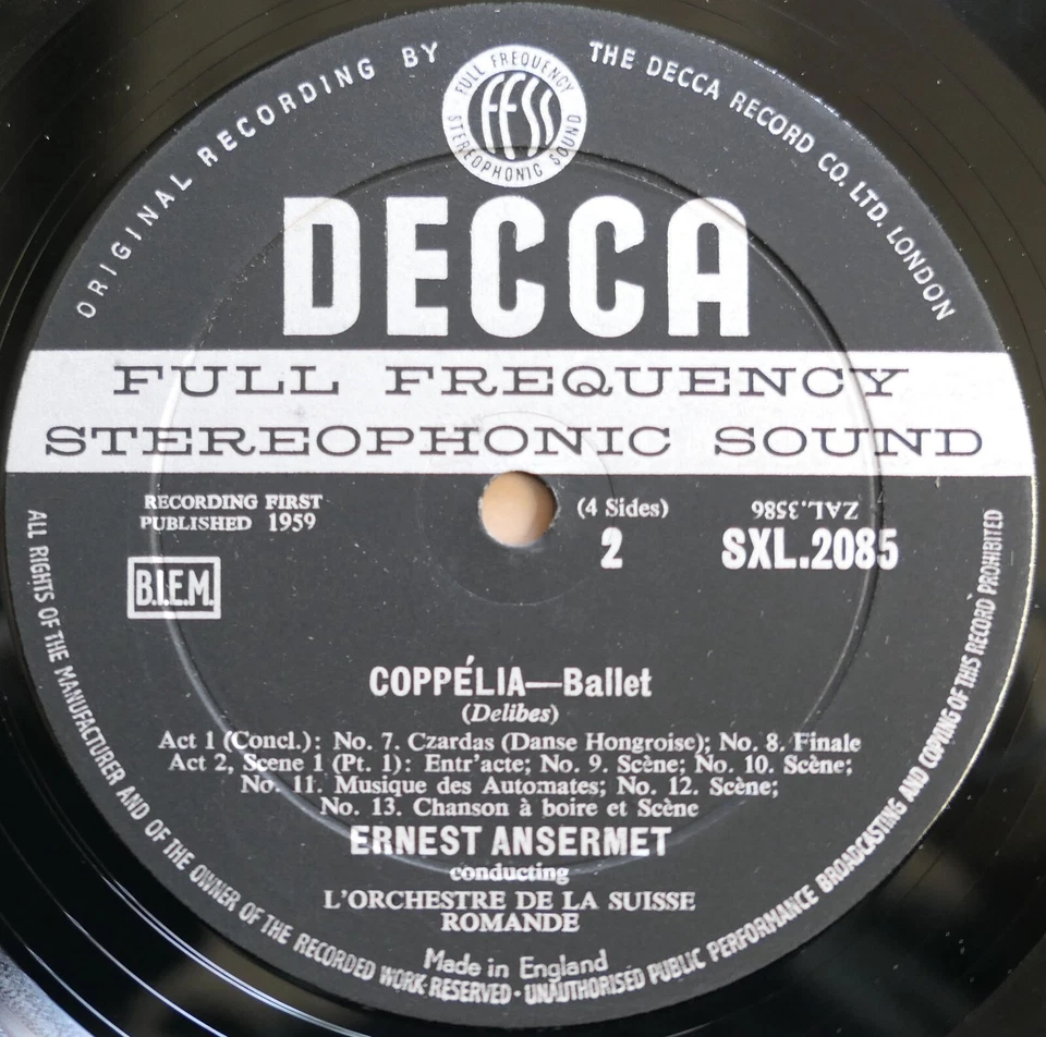 SXL 2084-5 ED1 Delibes Coppelia Ballet Ansermet 2LP Decca Gatefold 1st WBG - Image 2 of 4