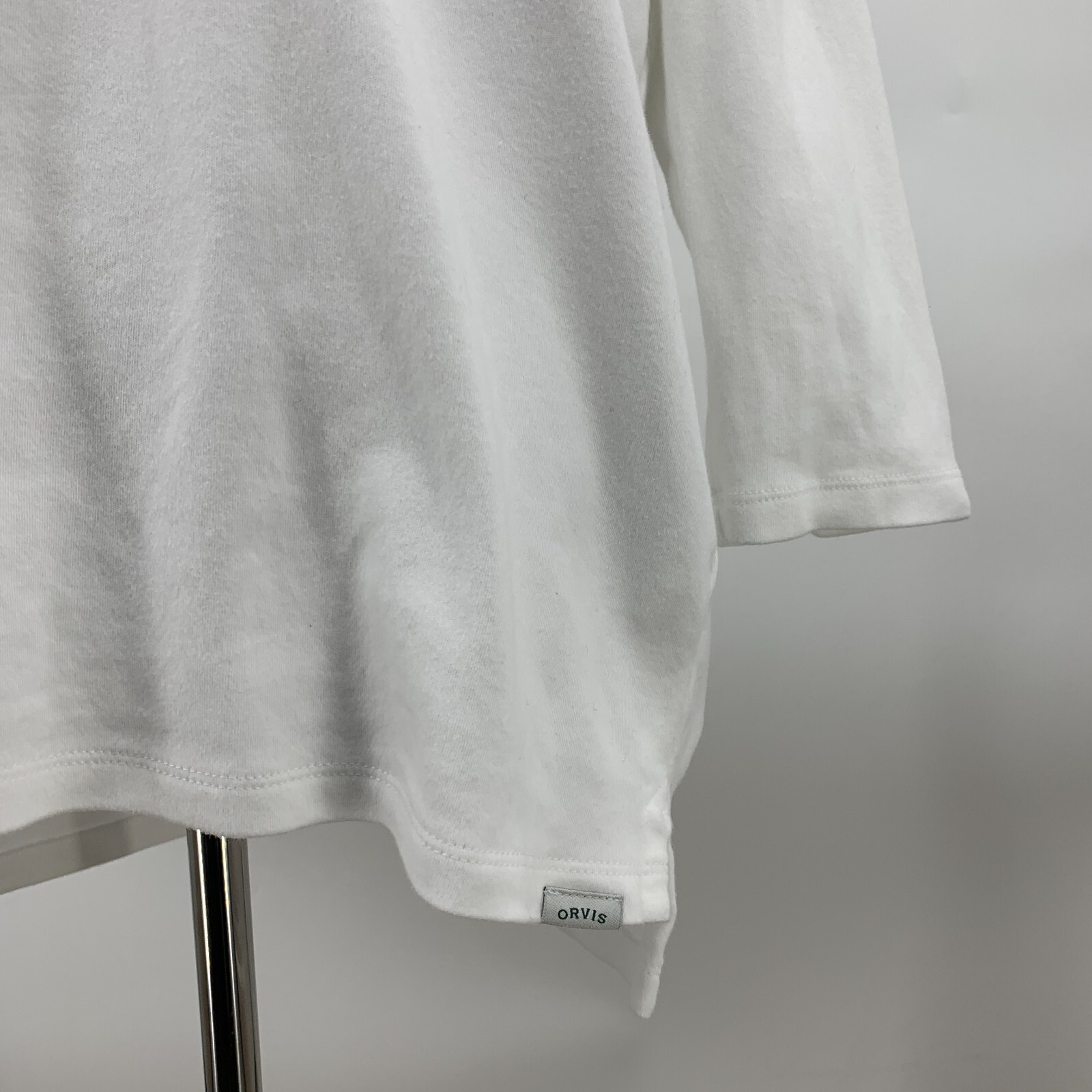 Orvis Split Neck Top Womens L Large Solid White P… - image 5
