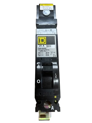 SQUARE D FAB14020A CIRCUIT BREAKER 20AMP 277VAC 125VDC 1POLE