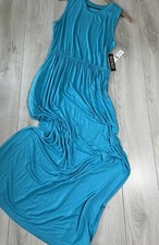 NWT NY & C Stretch Blue Sleeveless Sheath Maxi Knit Dress Sz M