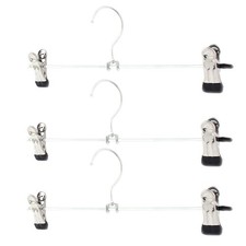 Family Metal Clips Double Socks Design Fit Underwear Hanger Black 3pcs